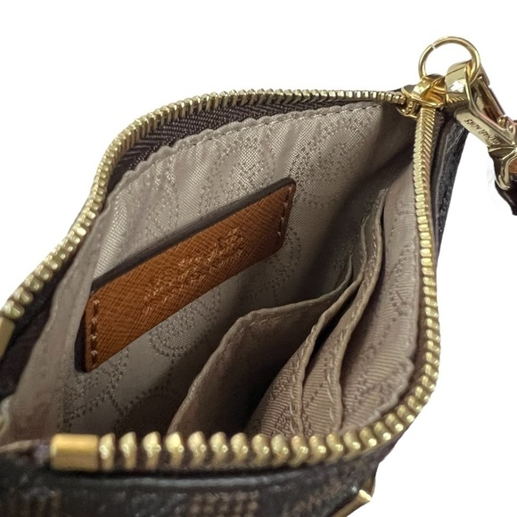 Michael Kors Jet Set Wristlet - Brown Gold hardware Wallet Clutch bag mini purse - Picture 2 of 10